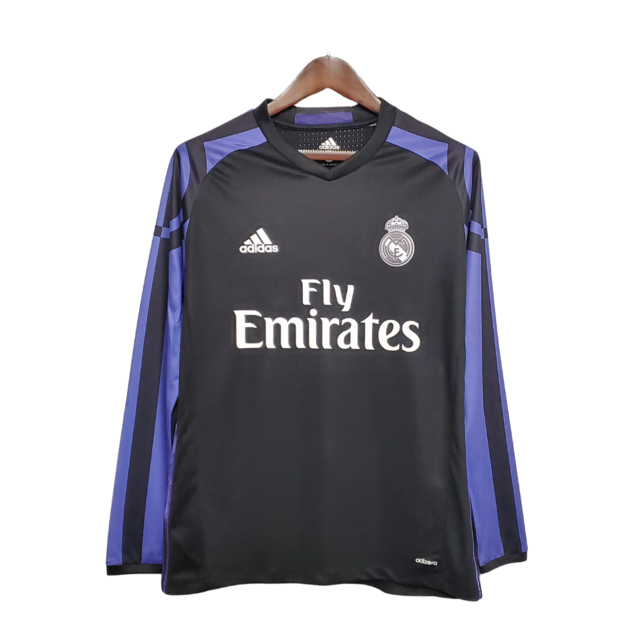 Camisa Retrô Manga Longa Real Madrid Third 16/17 Adidas Masculina Rox