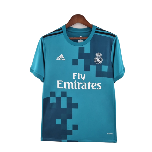 Camisa Retrô do Real Madrid 17/18 Torcedor Adidas Masculina - Azul