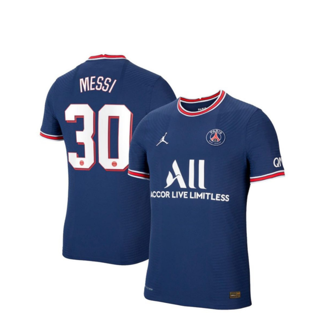 Camisa Paris Saint-Germain PSG MESSI 30 Home 21/22 Torcedor Jordan  Masculina - Marinho