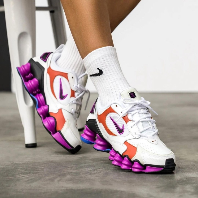 NIKE SHOX TL NOVA - BRANCO E ROXO- 12 MOLAS - RL STORE