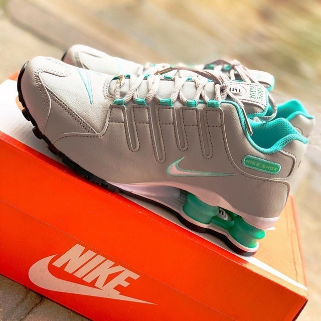 NIKE SHOX NZ 4 MOLAS - CINZA E VERDE AGUA - RL STORE