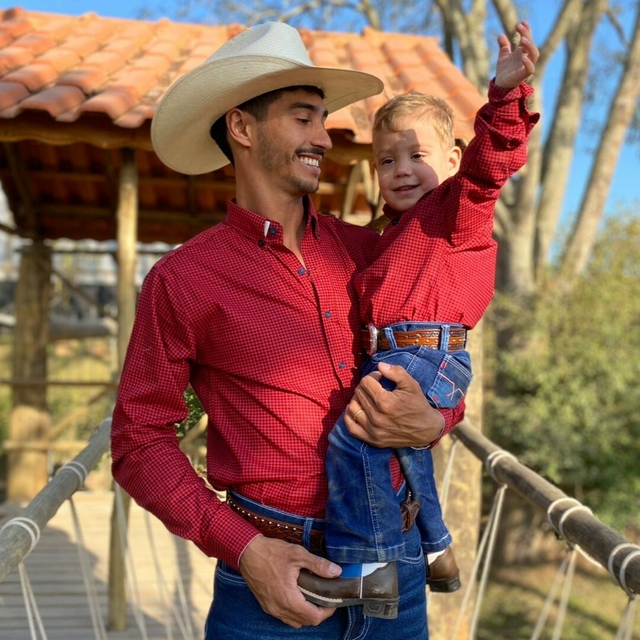 COMBO PAI E FILHO - CAMISA XADREZ VERMELHA