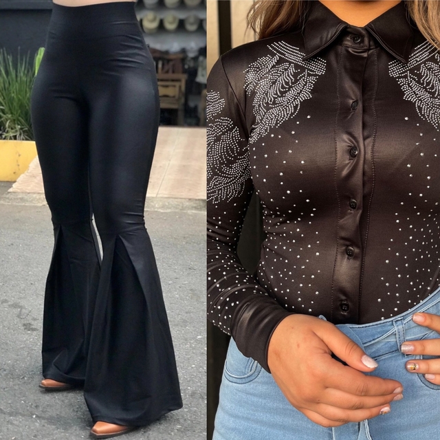 Calça maxi flare best sale cirre