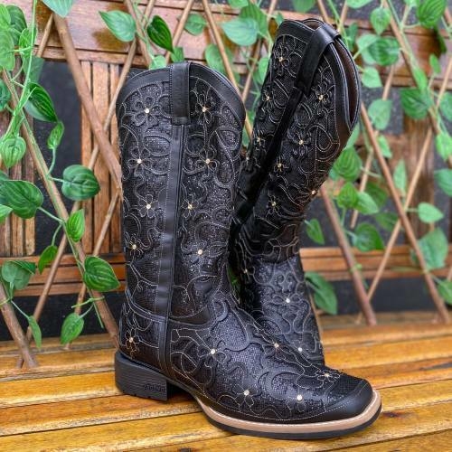 BOTA TEXANA J COMO FEM FOSSIL OIL PRETO 4581 UF