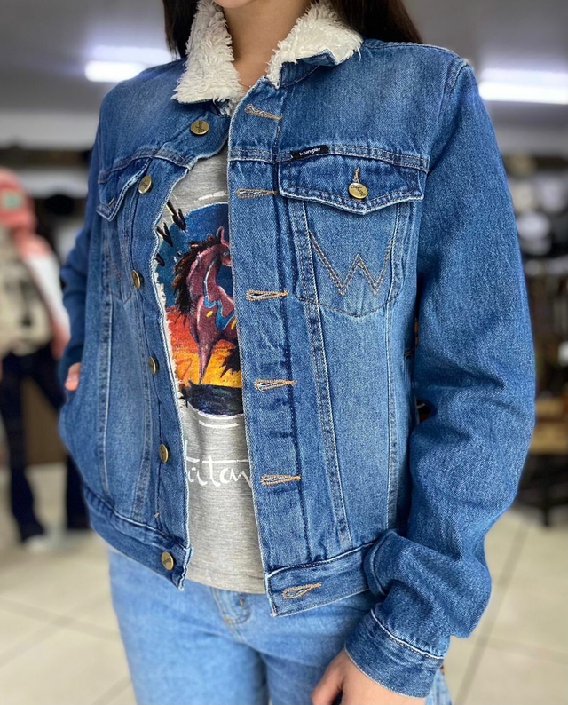 JAQUETA WRANGLER JEANS FEM. RETRO DE PELO