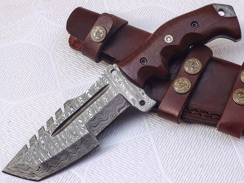 Cuchillo de Caza Acero Damasco, Fabricado a mano, aceros 1095