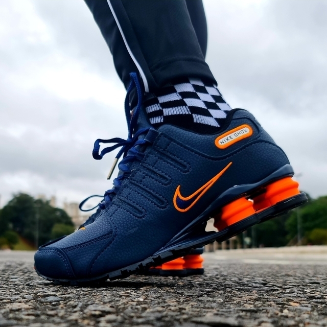 NIKE SHOX NZ 4 MOLAS AZUL COM LARANJA - Dk Store