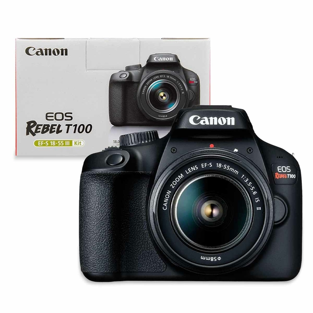 CÃ¡mara FotogrÃ¡fica Digital Canon EOS Rebel T100, 18 MP, Video Full Canon  EOS Rebel T100 con Lente EF-S 18-55mm f/3.5-5.6 III