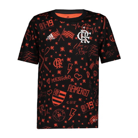 Camiseta Pré Jogo Flamengo 2022 2023 Masculina Torcedor Fan Preta