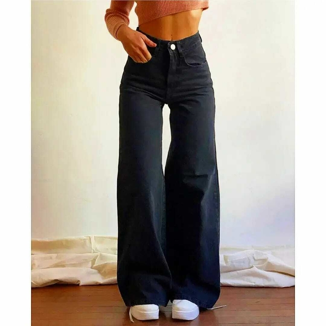 Jeans palazzo negro sale