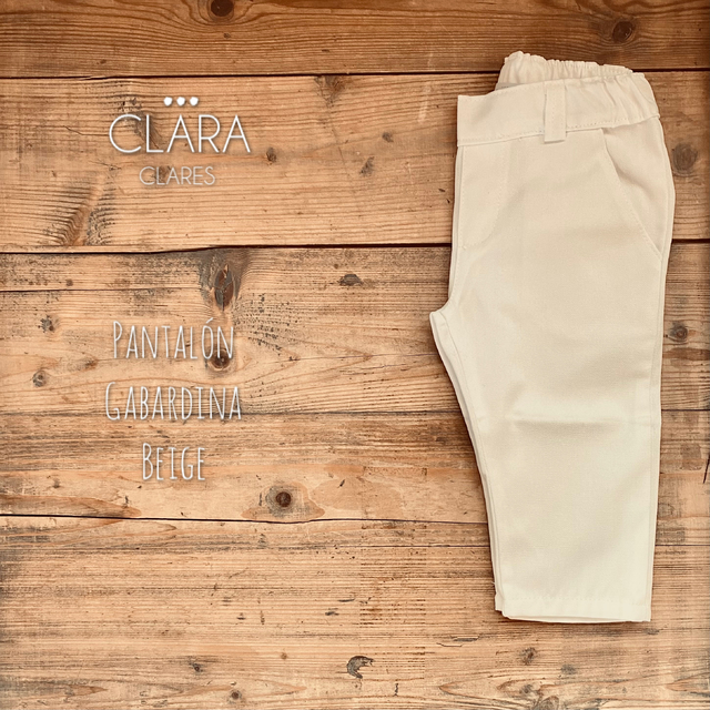 Pantal n beige de gabardina