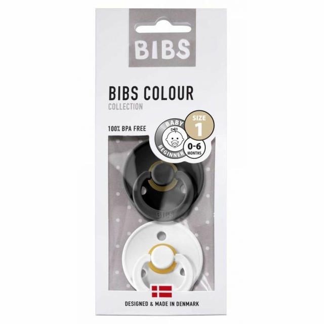 Bibs Chupete Bibs Colour Collection x 2 - Black/White - Tetina De Caucho  Natural - Latex - 0-6
