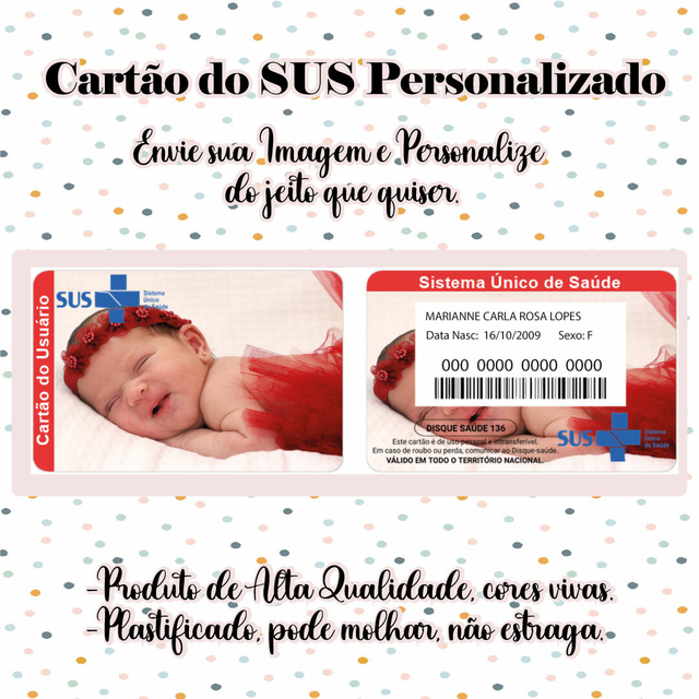 Cartão do Sus Personalizado