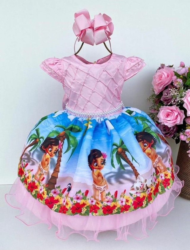 Vestido Moana Baby Infantil e Bebê Roupa/Fantasia Aniversário