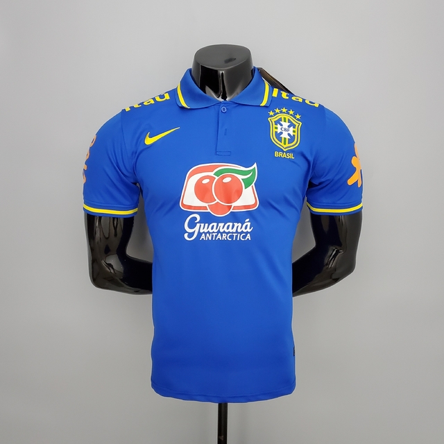 Camisa Brasil Polo 21/22 Todos os Patrocínios Nike - Azul