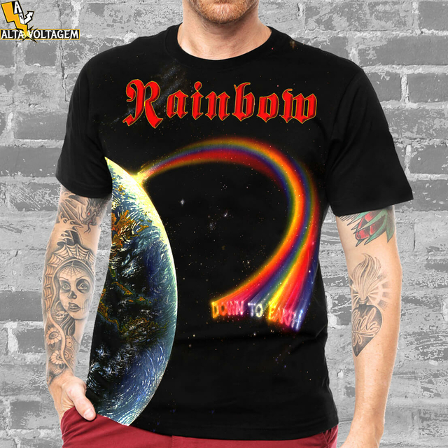 Camiseta Rock Rainbow Down to the Earth