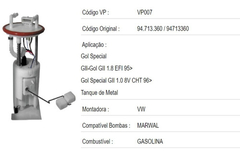 Bomba Combustivel Gol Parati 1.0/1.6/1.8/2.0 97/ S/reg. Gaso - comprar online