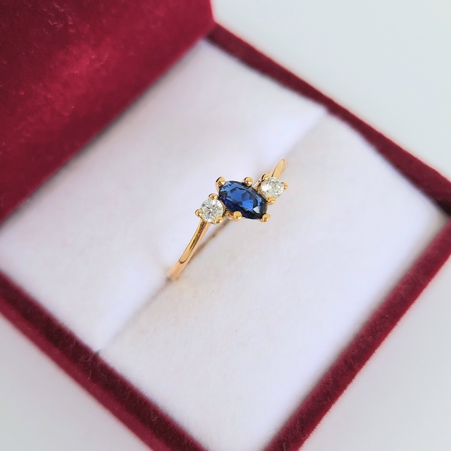 Anillo de oro piedra azul best sale