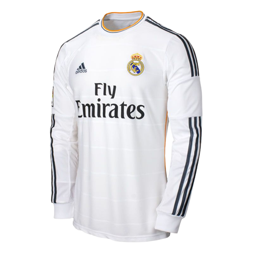 Camisa do Real Madrid Home Manga Longa Branca 2013/2014 Adidas