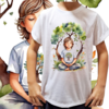Camiseta unissex infantil Menininho meditando embaixo da árvore 2