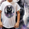 Camiseta unissex infantil Gato preto arco