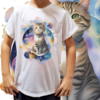 Camiseta unissex infantil Gato universo