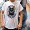 Camiseta unissex infantil Gato preto