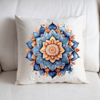Capa de almofada - Mandala azul e laranja