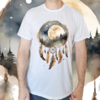 Camiseta masculina/unissex Filtro dos sonhos Lua e floresta