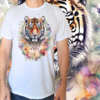 Camiseta masculina/unissex Tigre flores
