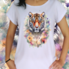 Babylook - Tigre em aquarela florido