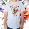 Camiseta masculina/unissex Libélula e borboleta