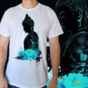 Camiseta masculina/unissex Buda flor turquesa