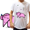 Camiseta unissex infantil Elefantinho rosa - Desenhista Camila Rolfhs