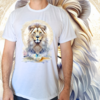 Camiseta masculina/unissex Leão em aquarela