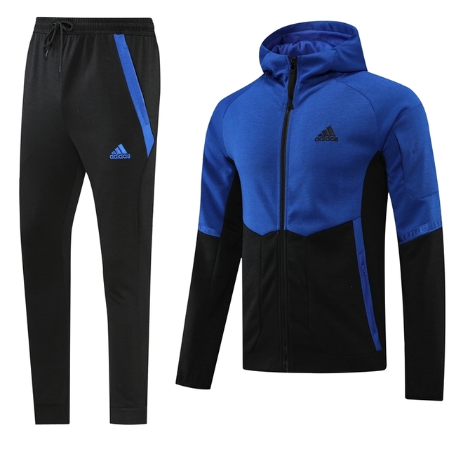 Conjunto Adidas Azul e Preto - Com Capuz e Zíper Completo