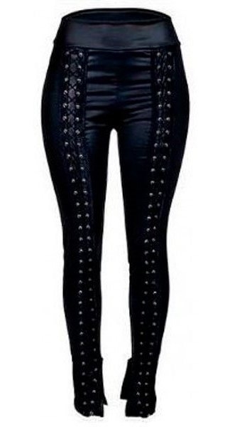 Calça de sales couro ilhos
