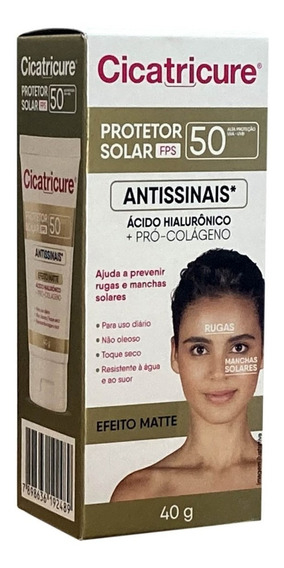 Cicatricure Protetor Solar Facial FPS 50 Antissinais 40g