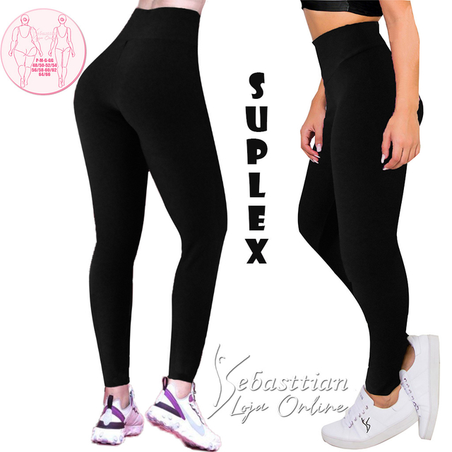 Legging preta suplex 340, do P ao plus 64/66, suplex