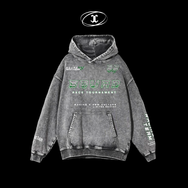 HOODIE OVERSIZE SQUAD WASHED GREEN CASACLAN