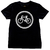 Camiseta preta 100% algodão, estampa logo com pneu e bicicleta.