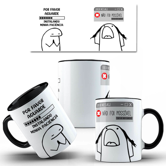 Caneca Paciência Flork Meme 325 Ml De Porcelana Com Caixinha