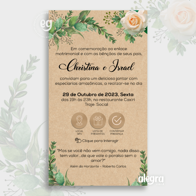 Convite Virtual Tema de Casamento Traje dos Noivos para WhatsApp