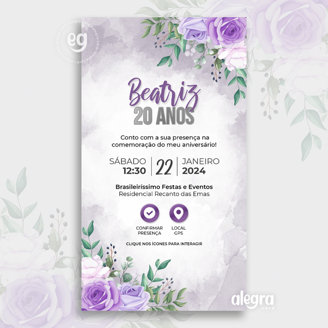 Convite Casamento Virtual Interativo Floral Rosa Whatsapp