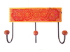 Cabideiro de parede vermelho de madeira com mandala 3 ganchos sob encomenda