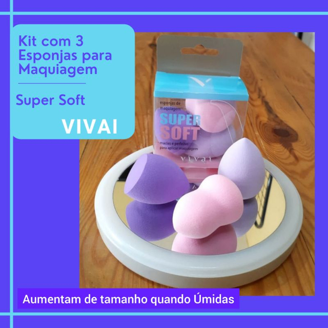 Kit 3 Esponjas Super Soft - Vivai Cosméticos