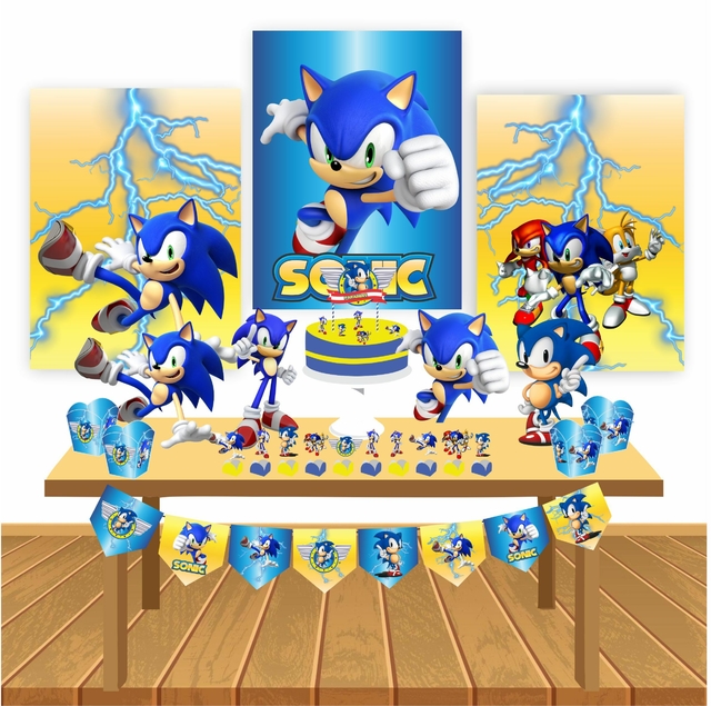 Festa Sonic - Display de Mesa - Faça em Casa 