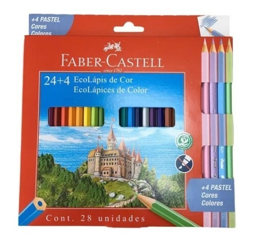 Lapices De Colores Faber Castell X 24 +4 Colores Pastel