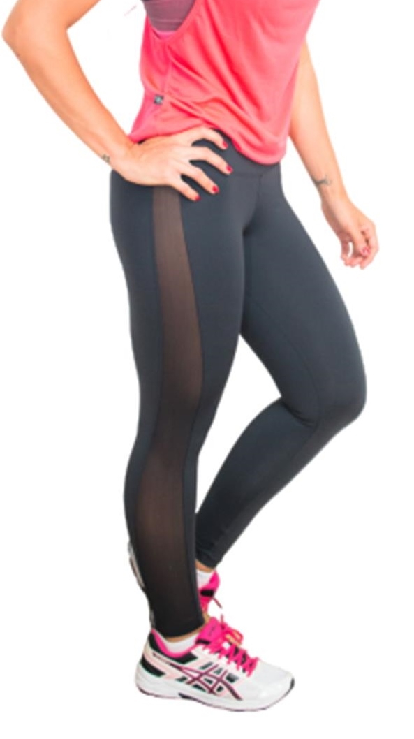 Calça Legging Fitness em Tule com Transparência Preto - sensuallelingerie