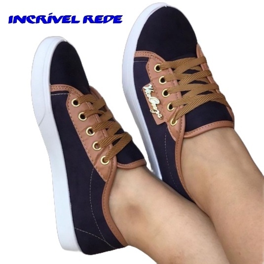 Tenis preto com hotsell borda marrom feminino